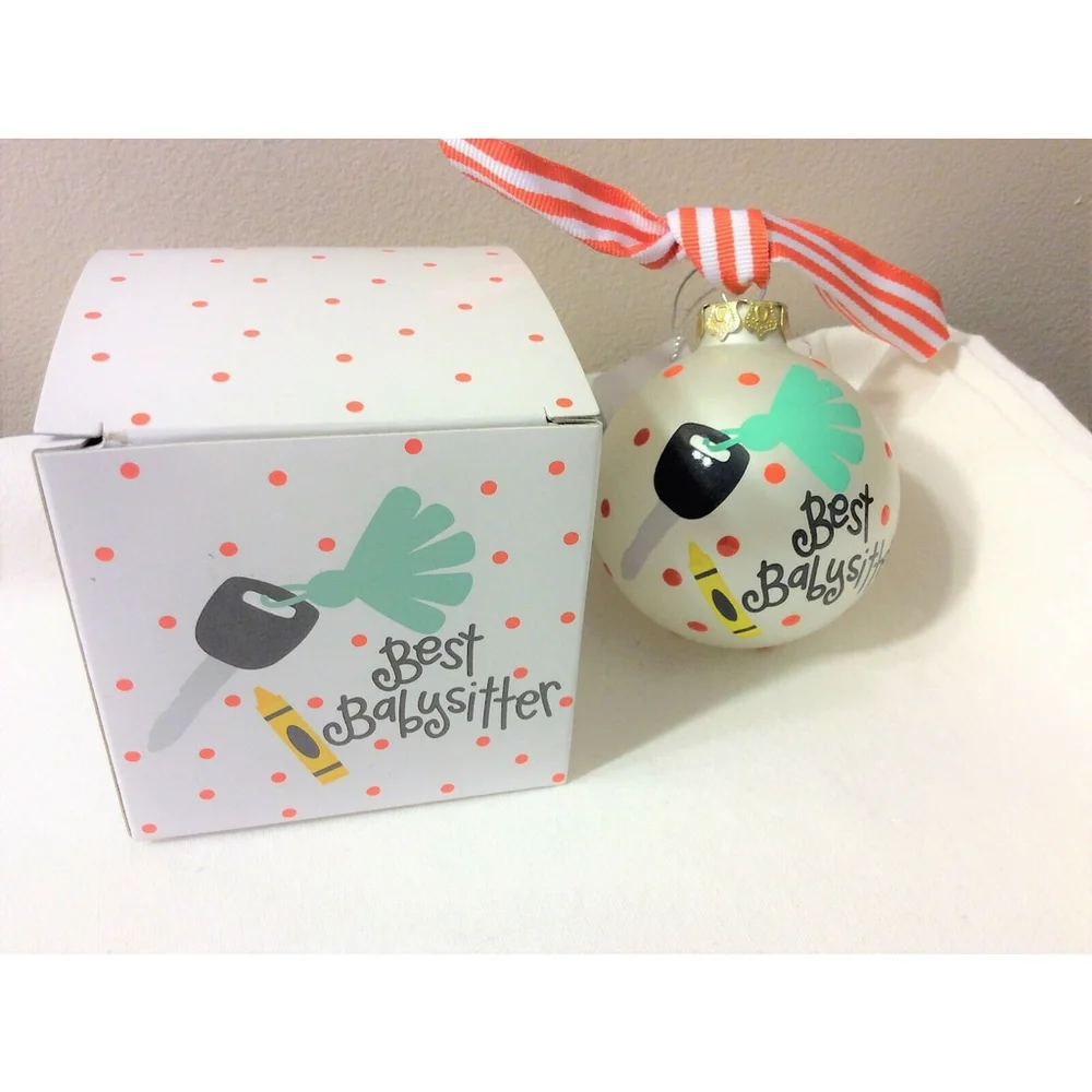 NIB Coton Colors Best Babysitter Glass Ornament by Laura Johnson 3 Inch